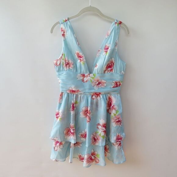 Majorelle Dress Womens Small Dora Blue Floral Surplice Neckline Lightweight - Picture 13 of 13